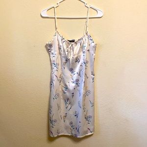 Delicate Floral White Silky Dress